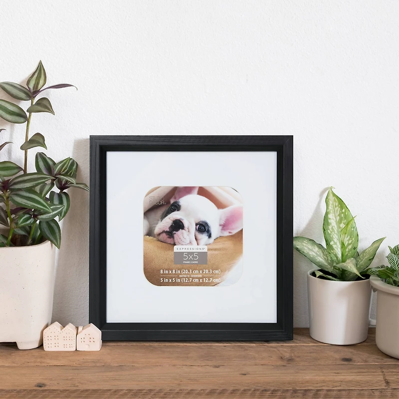White & Black 5" x 5" Frame with Mat, Expressions™ by Studio Décor®