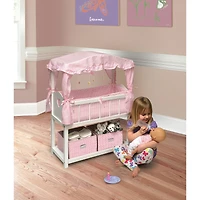 Badger Basket Pink & White Canopy Doll Crib with Baskets, Bedding & Mobile