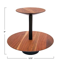 Hello Honey® 9" Round 2-Tier Acacia Wood & Metal Tray