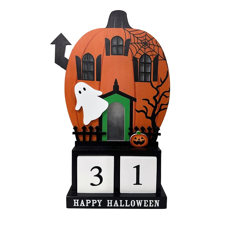 9.75" Lighted Pumpkin House Halloween Countdown Tabletop Décor by Ashland®
