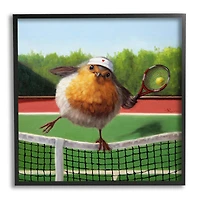 Stupell Industries European Robin Playing Tennis Clear Summer Sky Framed Wall Art