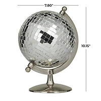 The Novogratz Silver Stainless Steel Glam Globe, 8" x 7" x 10"