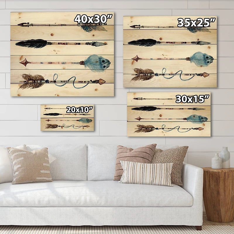 Designart - Ethnic Feathers and Flowers On Native Arrows IV