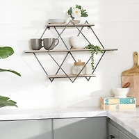 Brown Wood Contemporary Wall Shelf, 20" x 30" x 7"