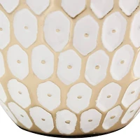 10" Gold Metal Geometric Geometric Dot Vase with White Accents