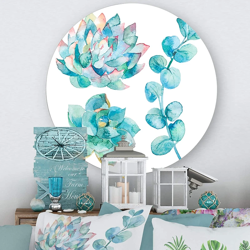 Designart - Eucalyptus Leaves and Succulents