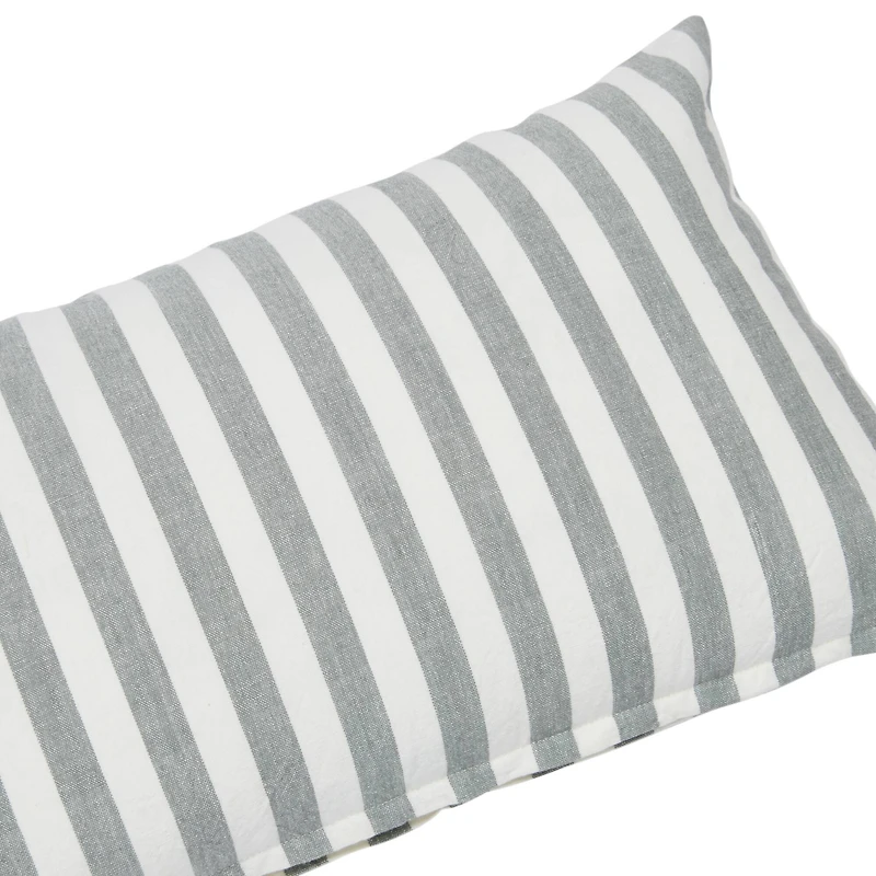 Hello Honey® 20'' Striped Gray Cotton Lumbar Pillow Cover