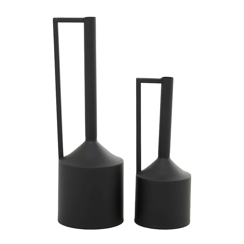 CosmoLiving by Cosmopolitan Black Metal Vase with Handles Set of 2 22", 16"