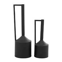CosmoLiving by Cosmopolitan Black Metal Vase with Handles Set of 2 22", 16"