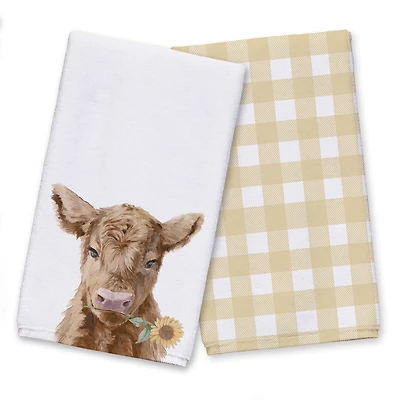 Baby Highland Cow Sunflower 16" x 25" Towel Set