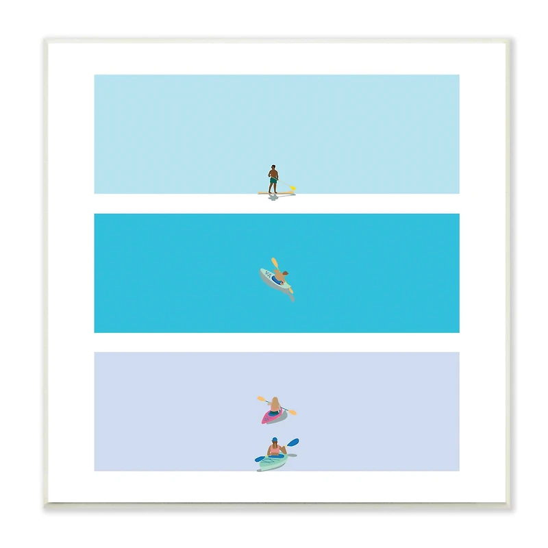 Stupell Industries Modern Paddle Boarding and Kayaks Athletes Summer Sports, 12" x 12"