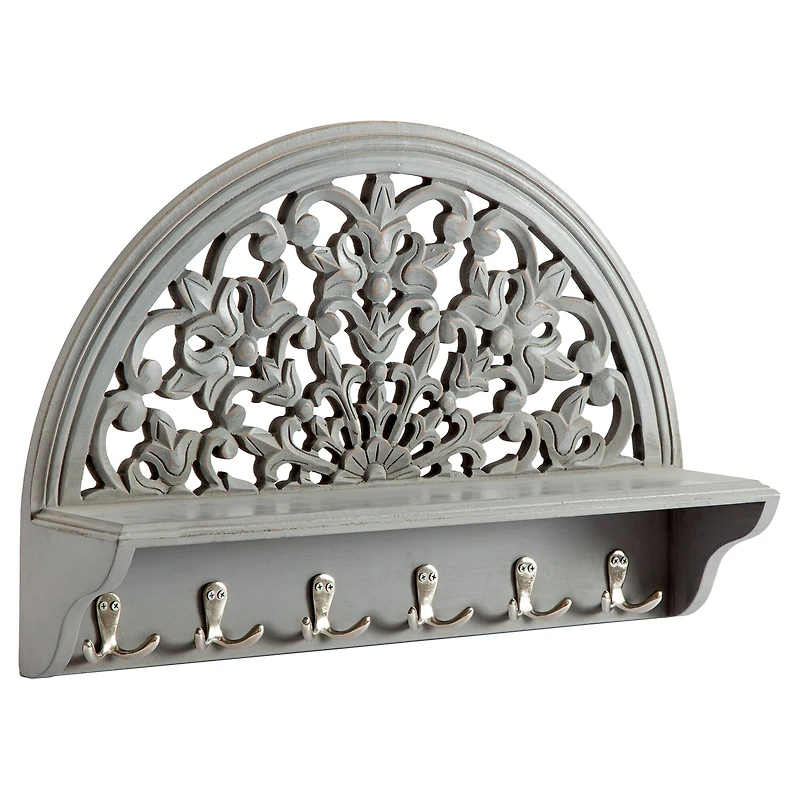 Habitat Round Decorative Gray Carved Wall Hanging