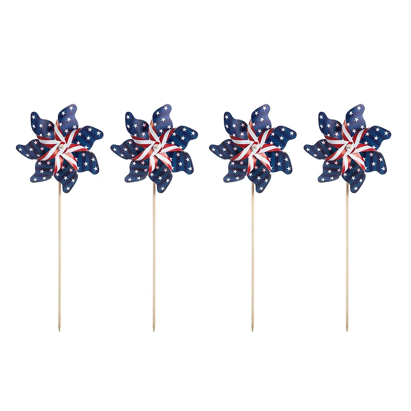 Glitzhome® 43.2" Stars & Stripes Patriotic Windmills, 4ct.