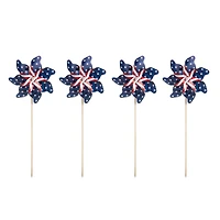 Glitzhome® 43.2" Stars & Stripes Patriotic Windmills, 4ct.