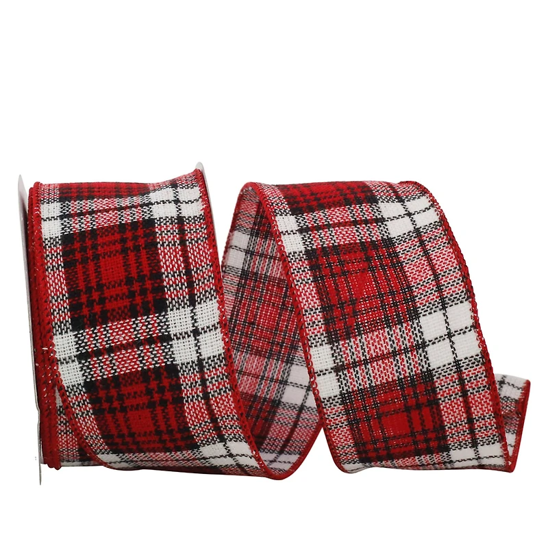 JAM Paper 2.5" x 10yd. Wired Cabin Natural Woolen Plaid Ribbon