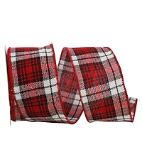 JAM Paper 2.5" x 10yd. Wired Cabin Natural Woolen Plaid Ribbon
