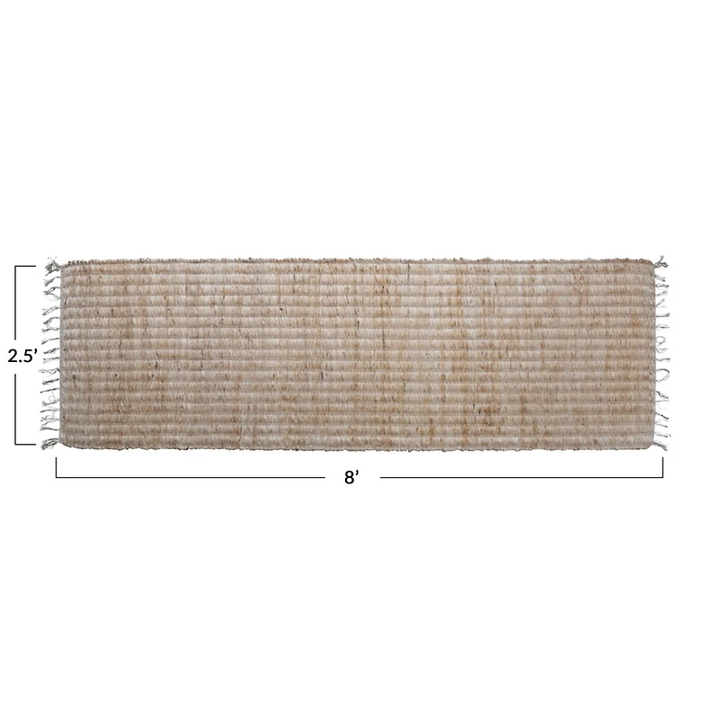 Hello Honey® Natural Boho Woven Jute & Cotton Floor Runner Rug with Fringe, 96" x 30"