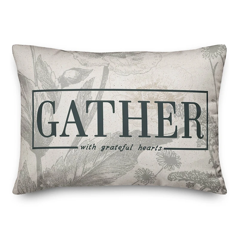 Gather Here with Grateful Hearts Indoor/Outdoor Lumbar Pillow