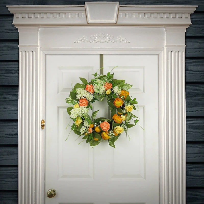 24" Lemon, Hydrangea & Buttercup Wreath