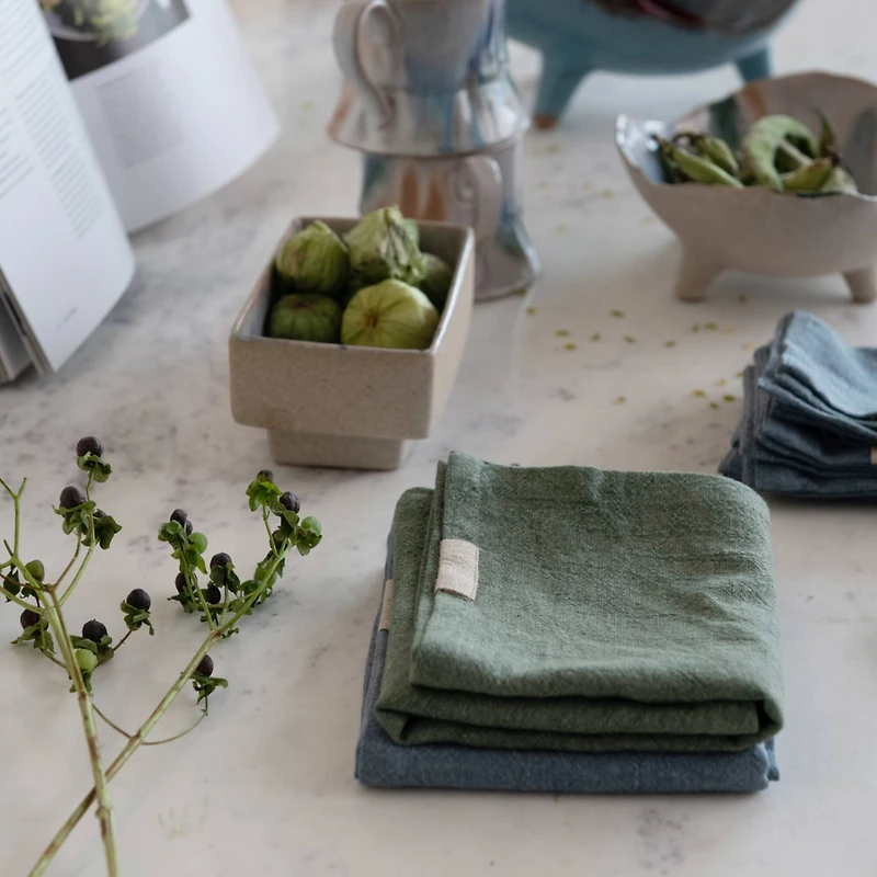 Hello Honey® Stonewashed Linen Blend Tea Towel with Twill Tape Corner Set