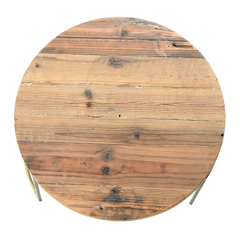 Hello Honey® 16'' Round Wood Dia Tray with Metal Legs