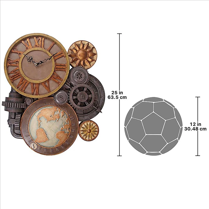 Design Toscano 25" Gears of Time Sculptural Wall Clock