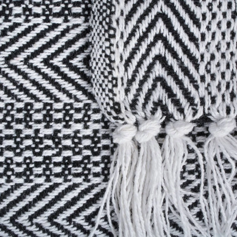 DII® Black Herringbone Stripe Throw