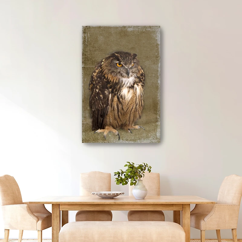 Grumpy Owl Canvas Giclee