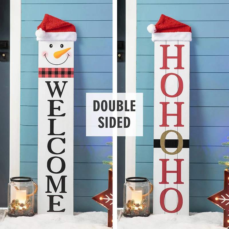 Glitzhome® 42.5'' Reversible Double-Sided Wooden Porch Sign