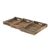 Brown Mango Wood Farmhouse Tray Set