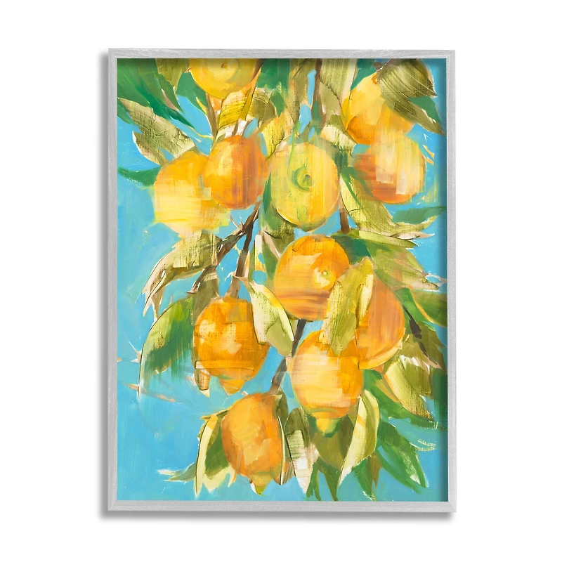 Stupell Industries Ripe Yellow Lemon Tree Distortion Wall Art in Gray Frame