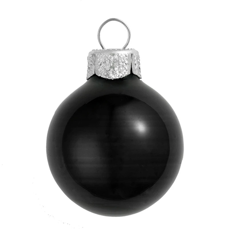 Whitehurst 12ct. 4" Black Shiny Glass Ball Ornaments