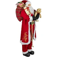 5ft. Traditional Santa Claus with Teddy Bear & Gift Bag Standing Christmas Figure