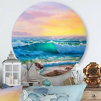 Designart - Blue Waves Breaking At The Beach IV