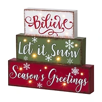 Glitzhome® 12" LED Wooden Block Holiday Word Sign