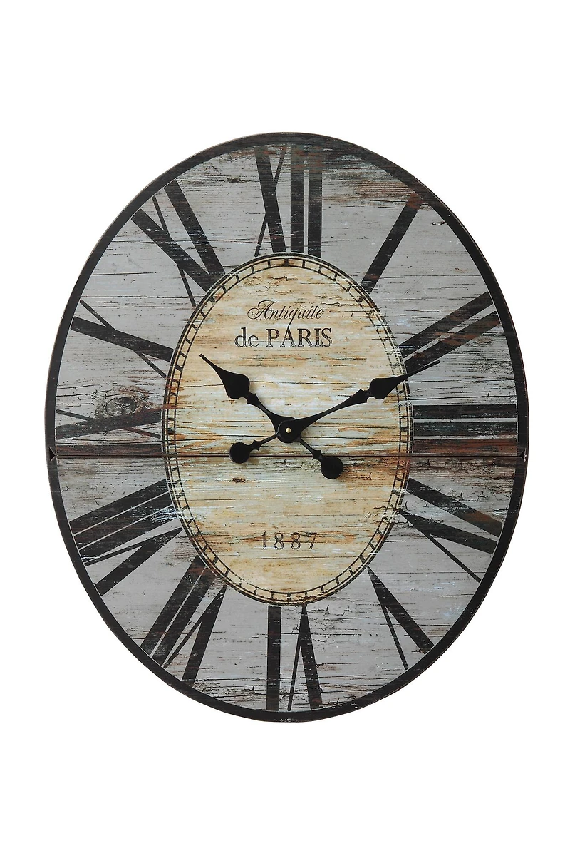 Hello Honey® 2.5ft. Distressed French Country Oval Wood Wall Clock