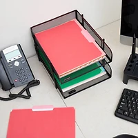 Mind Reader Black 2 Piece Stackable Metal Mesh Letter Tray