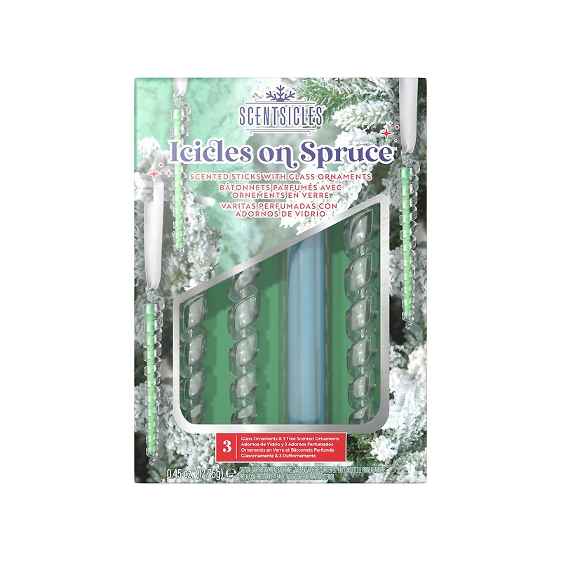 ScentSicles® Icicles on Spruce Scented Sticks with Glass Ornaments Set