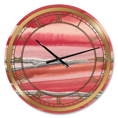 Designart 'Metallic Glam On Red Glam Wall Clock