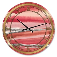 Designart 'Metallic Glam On Red Glam Wall Clock