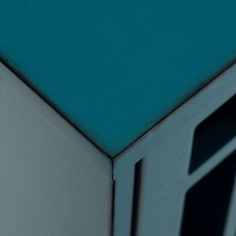 Walker Edison 32" Blue Fretwork Accent Storage Cabinet