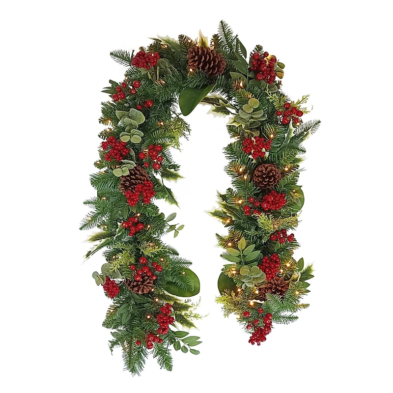 6ft. Green Battery-Operated Pre-Lit Decorated Artificial Garland
