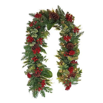 6ft. Green Battery-Operated Pre-Lit Decorated Artificial Garland