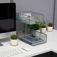 Mind Reader Network Collection 2-Tier Silver Sliding Basket Storage, 2ct.