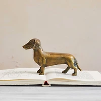 Hello Honey® 6.5" Antique Brass Dachshund Cast Aluminum Tabletop Décor