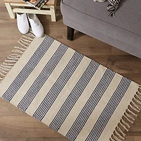 DII® French Blue Ticking Stripe Hand-Loomed Rug, 2ft. x 3ft.