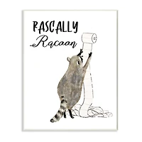 Stupell Industries Rascally Racoon Text with Toilet Paper Roll Wood Wall Plaque