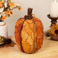 10" Orange & Brown Fall Harvest Tabletop Pumpkin