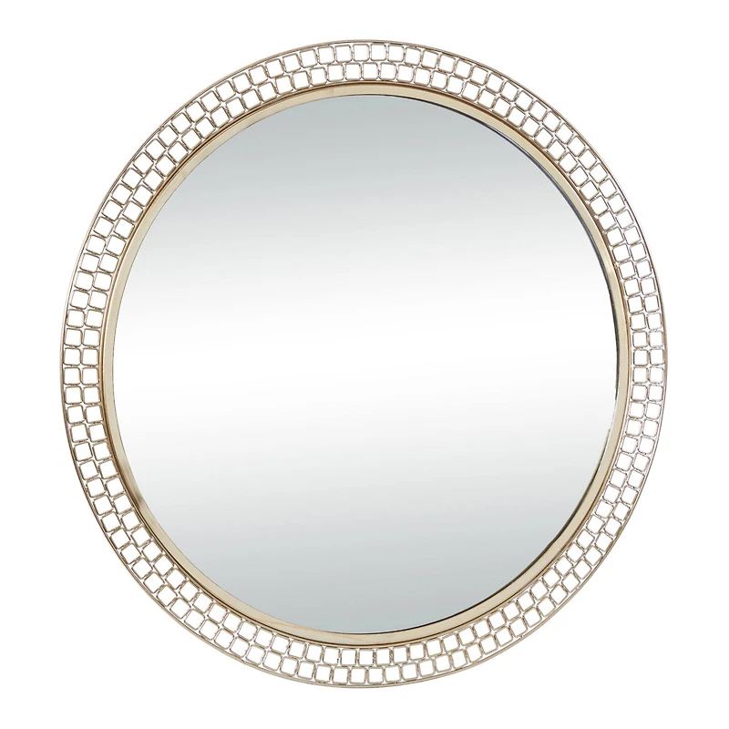 37" Gold Metal Contemporary Round Wall Mirror
