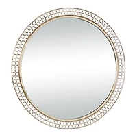 37" Gold Metal Contemporary Round Wall Mirror